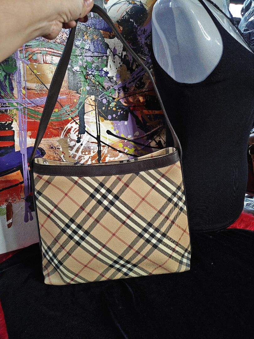 Burberry Haymarket Check Shoulder Bag (Category: Luxury Bags & Wallets) located in Las Pinas. Submitted by liezel49 (Listing ID 1447307464, Image 2). Description: Classic Burberry Haymarket check shoulder bag with leather trim. Perfect for daily use.no flaws .