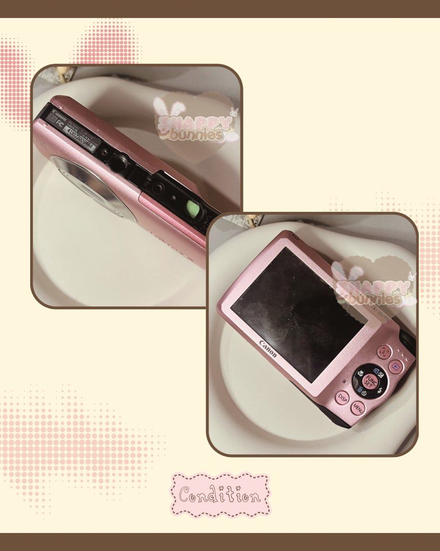 Canon Powershot A3200 IS (Category: Cameras) located in Manila. Submitted by skiyoosmi (Listing ID 1447378556, Image 3). Description: ⩇⩇﹒﹒﹒ canon powershot A3200 is [ baby pink ] ── ・⸝⸝ ⟢ ⸝⸝・ ── ◟ ˃˂﹐ 🥨 details 🍰 flash, zoom & all buttons working 🍰 body cosmetic 8.5/10 🍰 14.1 mp ccd sensor optical image stabilization, 5x optical zoom 🍰 720p HD video resolution ◟ ˃˂﹐🍡﹒ honest issue ﹒﹒ has lcd burn but does not affect output. left button is a
