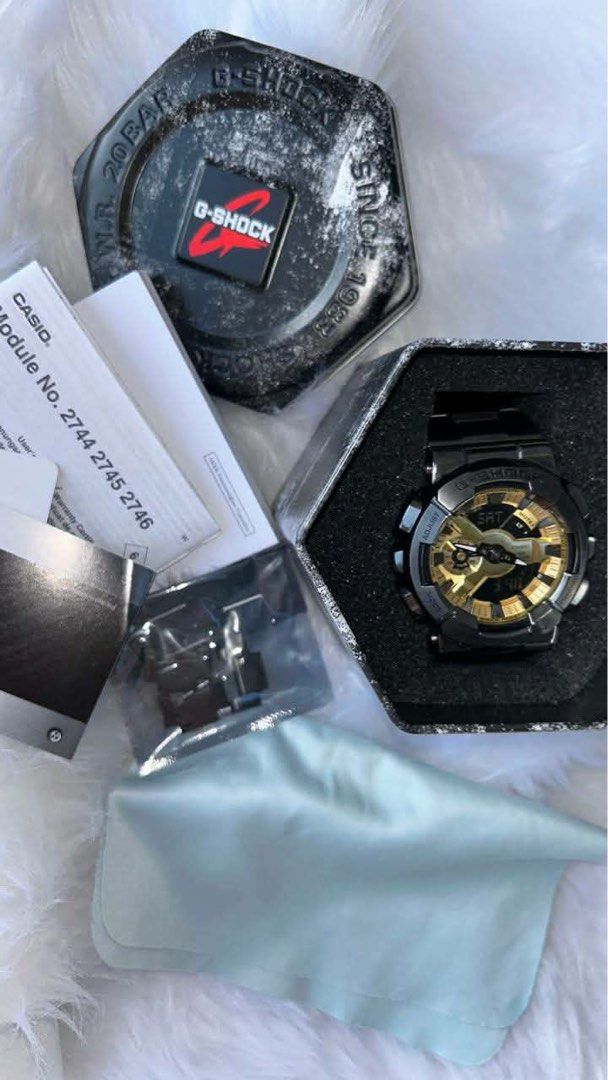 Casio G-Shock GA-110GB Analog-Digital Watch (Category: Men's Watches) located in Makati City. Submitted by wisefox.86cdd7 (Listing ID 1447338125, Image 2). Description: ⌚️ FOR SALE: CASIO G-SHOCK G-STEEL GM-110BD-1A9 ⌚️ Black x Gold — Steel Edition SRP sa Casio PH: 21,300 Selling Price: 18,000 SLIGHTLY NEGOTIABLE FOR SURE BUYER Details: - Model: GM-110BD-1A9 G-STEEL 110 Series - Condition:10/10 ( - Features: Stainless steel bezel & band, Shock re