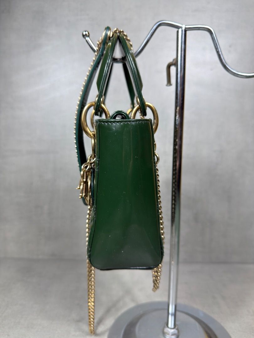 Christian Dior - Mini Lady Dior Sling (Category: Luxury Bags & Wallets) located in Subic. Submitted by concretefloor (Listing ID 1447425940, Image 3). Description: Mini Lady Dior Sling - Color: Deep Green - Material: Patent Leather - Design: Iconic cannage stitching - Hardware: Gold-tone RANK AB+ Guaranteed Authentic No major flaw Signs of use Can send more photos Negotiable! .