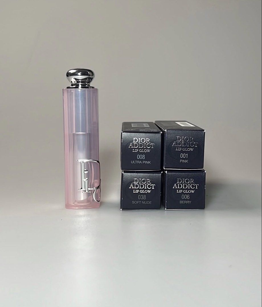 DIOR Lip Glow Balm New Packaging (Category: Makeup) located in Bulacan. Submitted by shopwithme_23 (Listing ID 1447429456, Image 1). Description: 💯authentic (money back guaranteed if proven fake) ✅with box Shades: 001 Pink 006 Berry 008 Ultra Pink 038 Rose Nude.