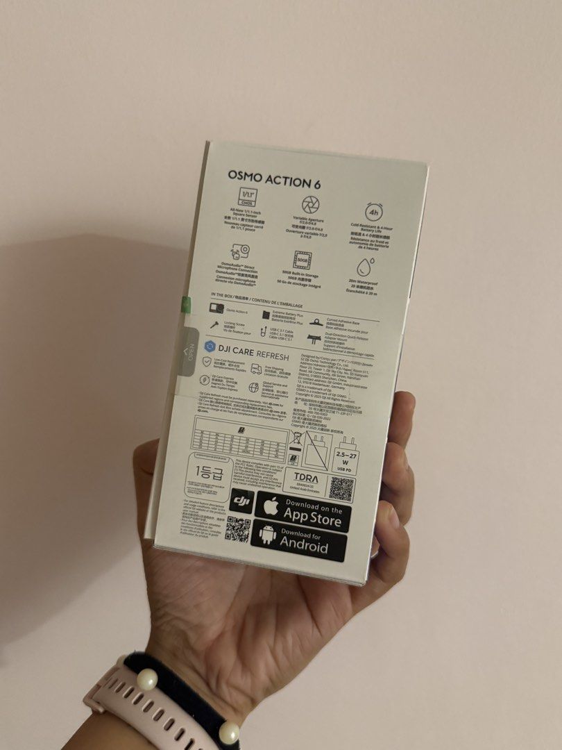 DJI Osmo Action 6 Standard Combo (Category: Video Cameras) located in Manila. Submitted by zapglnwn (Listing ID 1447330133, Image 3). Description: Brand New- RFS: this is a graduation gift for my brother, however i bought the standard one instead of the adventure, so i bought an adventure too, this is extra lang. never been used. just opened and tested. - Brand: DJI - Model: Osmo Action 6 Standard Combo - Condition: Excellent - Includes: Action C