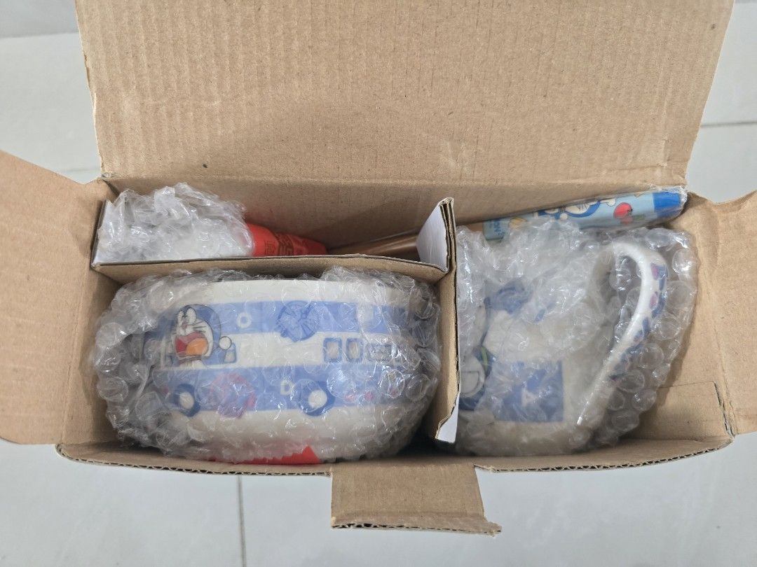 Doraemon Ceramic Bowl, Mug, Spoon, and Chopsticks Set