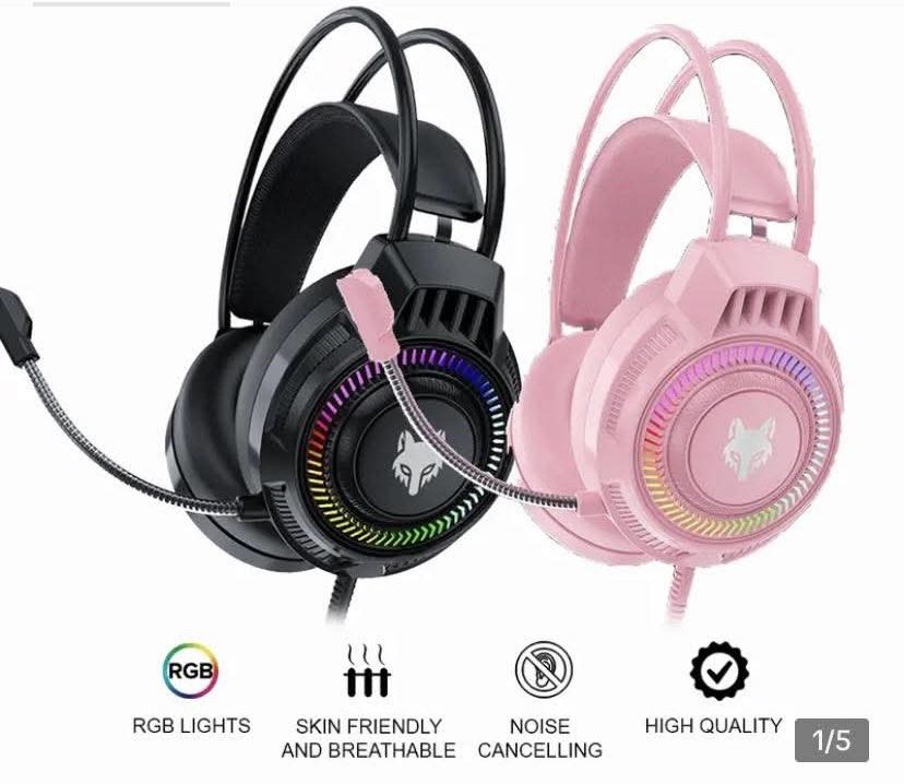 Gaming Headset with mic (Category: Headphones & Headsets) located in Manila. Submitted by curtsysprettythings (Listing ID 1447377717, Image 1). Description: - Immerse yourself in your game with vibrant RGB lighting. - Enjoy long gaming sessions with skin-friendly, breathable earcups. - Block out distractions with effective noise-cancelling technology. - Built for durability with a high-quality construction. - Crystal-clear communication with the 