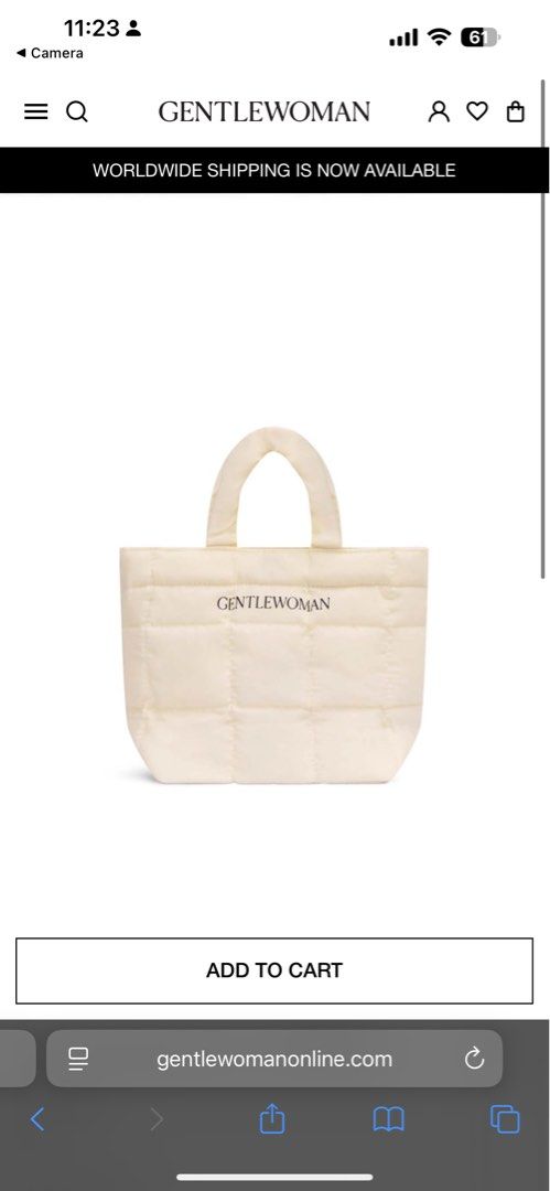 Gentlewoman Small Puffer Handbag (Category: Purses & Pouches) located in Paranaque City. Submitted by missthrifttease (Listing ID 1447300128, Image 3). Description: First few photos are from the website. Great for the beach, as kikay kit, lunch bag or extra bag. Lightweight and packable. Please refer to the photos for the item’s actual size and condition. When worn photos and inclusions will be included in the post if available. Reason for sellin