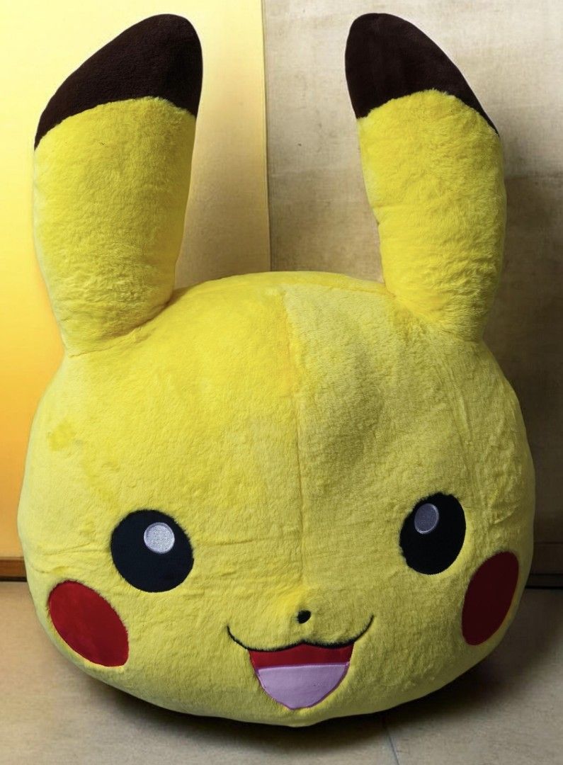Giant Pikachu Head Plush Original (Category: Plushies & Soft Toys) located in Marikina City. Submitted by jbrrt (Listing ID 1447296397, Image 2). Description: - Adorable Pikachu design, a must-have for Pokemon fans! - Super soft and squishy material for ultimate comfort. - Perfect size for hugging and cuddling. - Great as a decorative piece for any room. - Height 33- inches - width 29- inches .
