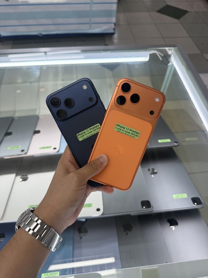 iPhone 17 Pro Max 512GB E-Sim 100% Battery Health (Category: iPhone 17 Series) located in San Juan City. Submitted by Khalidmgdla08 (Listing ID 1447418833, Image 1). Description: FOR SALE | TRADE/SWAP Price: 76,500 On hand: iPhone 17 Pro Max✔️ 512GB ✔️ E-SIM OPENLINE ✔️ 100% Batt health ✔️ NTC APPROVED ✔️ 100% Original ✔️ 99% Makinis ✔️ 99% Smooth ✔️ NOT REFURB ✔️ NO HIDDEN ISSUES ✔️ NEVER BEEN REPAIRED ✔️ TEST TO SAWA✔️ FREE 3-UTOOLS ✔️ ANY MODE