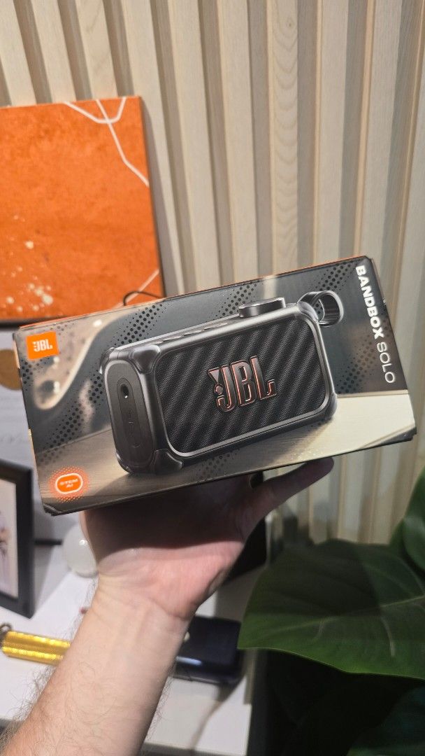 JBL Bandbox Solo Portable Speaker (Category: Soundbars, Speakers & Amplifiers) located in Malabon City. Submitted by hyruwatchesandaccessories (Listing ID 1447458611, Image 1). Description: - JBL Bandbox Solo portable speaker - Stylish carbon fiber front design - Compact and easy to carry - Perfect for music on the go - Brand new, in original packaging.