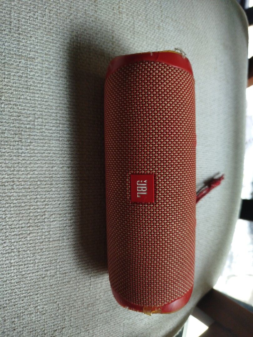JBL Flip 5 Red Portable Bluetooth Speaker (Category: Soundbars, Speakers & Amplifiers) located in Paranaque City. Submitted by kaceys_closet (Listing ID 1447336911, Image 1). Description: - Red JBL Flip 5 speaker - Connects via Bluetooth - Side controls: volume and power - Built-in loop for easy carrying - Excellent sound quality for its compact size - Tested and confirmed working.