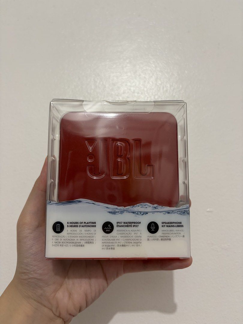 JBL GO 2 Portable Waterproof Bluetooth Speaker Red (Category: Soundbars, Speakers & Amplifiers) located in Manila. Submitted by chch24 (Listing ID 1447404133, Image 2). Description: - New, unused - JBL GO 2 Portable Speaker - Color: Red - IPX7 Waterproof - 5 Hours Playtime - Built-in Speakerphone - Comes in Original Packaging.