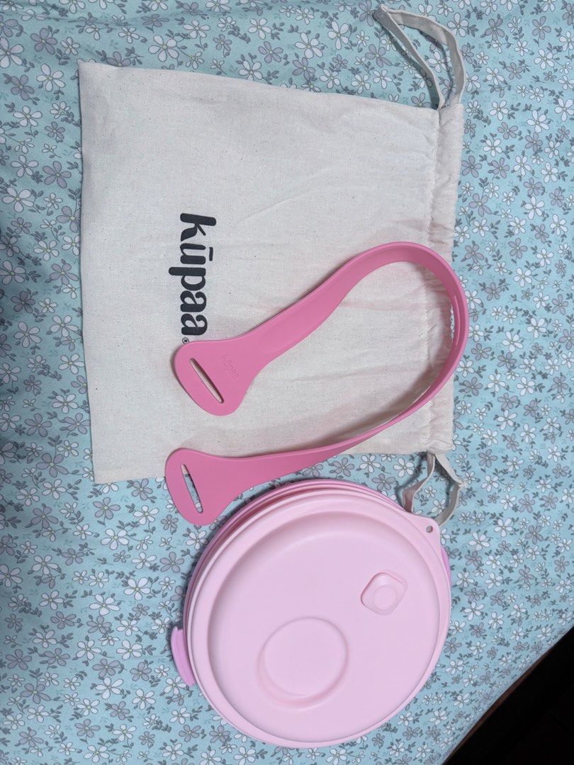Kupaa Pink Silicone Collapsible Food Container with Bag