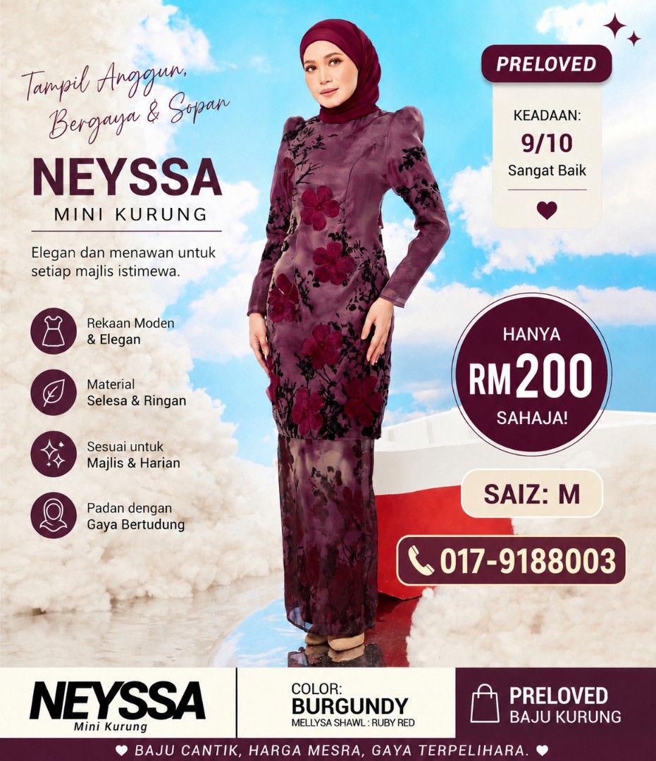 Leeyanarahman (Category: Baju Kurung & sets) located in Kuala Lipis. Submitted by nurul_Iman (Listing ID 1447456240, Image 1). Description: - Leeyanarahman Masyittaa Pink Doll Fishtale Baju Kurung - Exclusive and feminine design - Modern and comfortable cut - Soft, luxurious pastel color - Ideal for events and formal occasions.