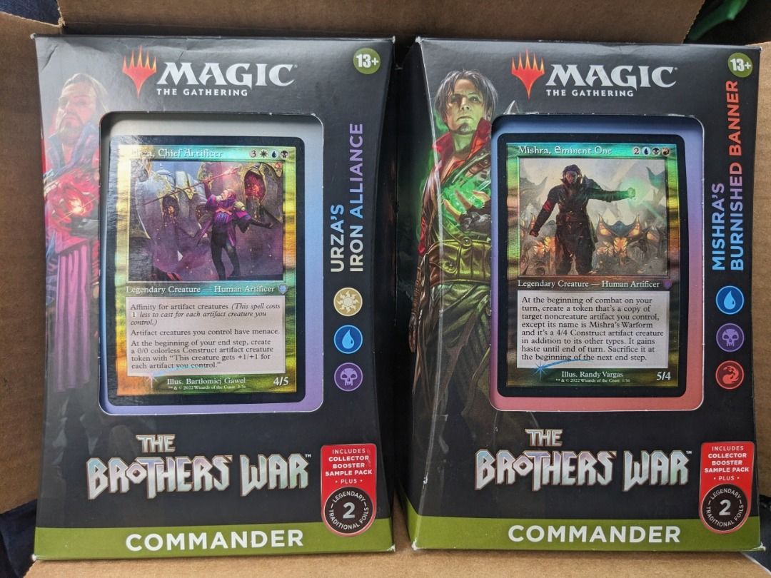 MTG Magic the Gathering: Precon Decks (Category: Card Packs) located in Quezon City. Submitted by ken_san (Listing ID 1446959384, Image 1). Description: MTG Commander Precon Decks 1. Edge of Eternities - World Shaper: Php3,800 Product link: https://rb.gy/vranbn 2. The Brothers' War (set of 2 decks): Php8,500 Product link: https://rb.gy/uvbk1n 3. March of the Machine (set of 5 decks): ***SOLD*** Product link: https://rb.gy/py78j1 Condition: Brand 