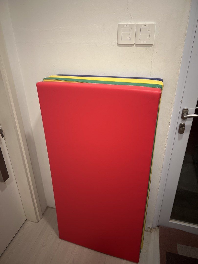 Multi-colored Exercise Mats Stack (Category: Exercise Mats) located in Singapore. Submitted by budderdawg (Listing ID 1447446806, Image 1). Description: - Stack of exercise mats available. - Colors include: Red, Green, Blue, Yellow, Dark Blue. (All connected) - Perfect for home workouts or children's play areas. - Stackable design for easy storage..