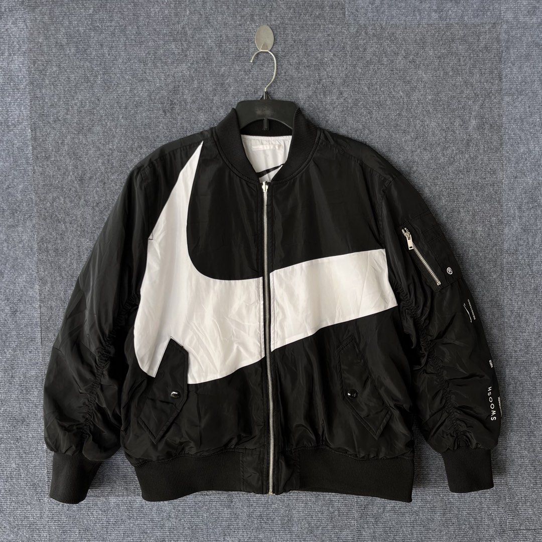 Nike Big Swoosh Bomber Jacket Black White (Category: Coats, Jackets and Outerwear) located in Manila. Submitted by cjcuevas_05 (Listing ID 1447298823, Image 1). Description: BIG SWOOSH BUMPER JACKET Dimes: 26x27 Color rate: 9.8/10 📌Tanza Cavite .