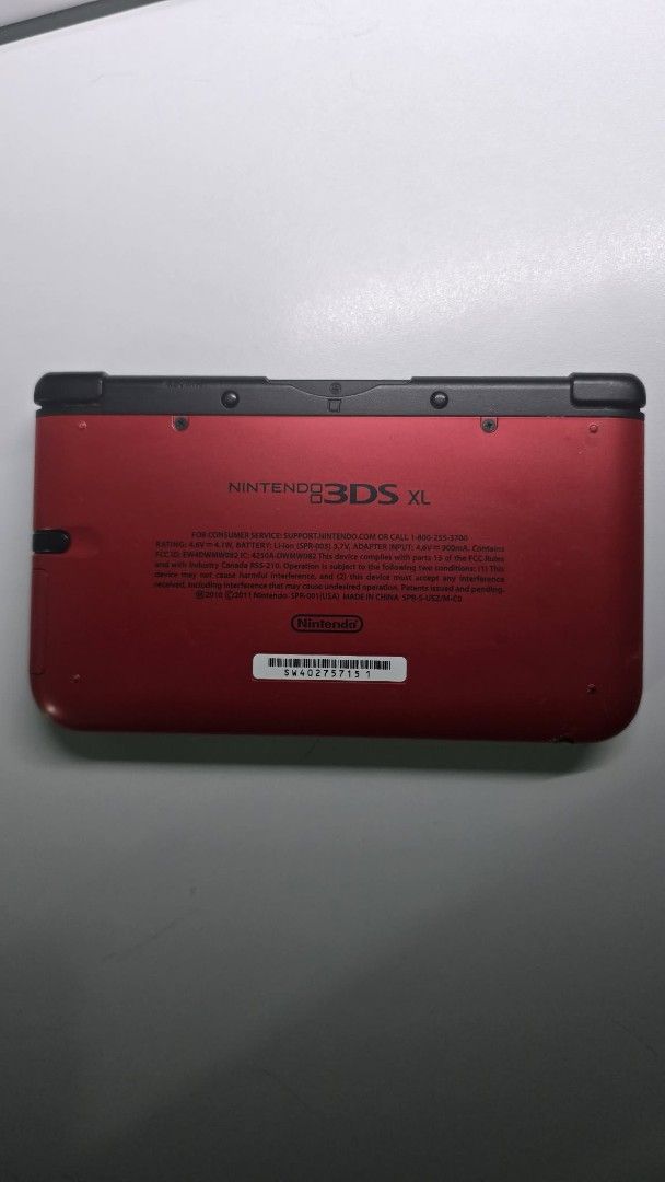 Nintendo 3DS XL Red (Category: Nintendo) located in Manila. Submitted by sean.done (Listing ID 1447326673, Image 2). Description: - Red Nintendo 3DS XL - Features a top screen display and a bottom touchscreen - Includes standard buttons and joystick - Ideal for gaming on the go - Comes with a charger - Jailbroken - With stylus.