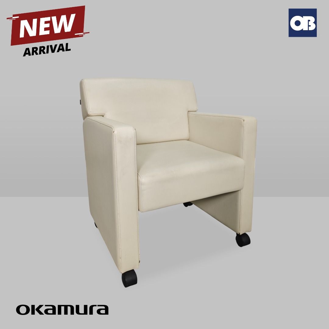 Okamura Single Sofa (Category: Chairs) located in Quezon City. Submitted by officebustersph (Listing ID 1447296130, Image 2). Description: Description: The Okamura 1-seater sofa features a sleek leather finish and a modern design with smooth-rolling wheels for easy movement. Comfortable and practical, it’s ideal for flexible seating in offices or contemporary living spaces. The durable build ensures lasting comfort and everyday convenience. Speci