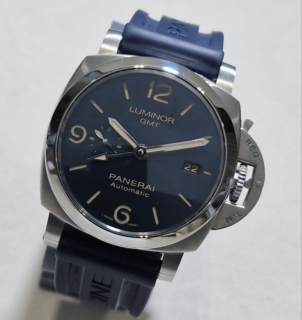 Panerai Luminor GMT Automatic Blue Dial PAM 1033 (Category: Luxury Watches) located in Manila. Submitted by rhyswatchphil (Listing ID 1447329243, Image 2). Description: Panerai Luminor GMT PAM 1033 Blue Dial 44mm Year 2020 Full Set Condition 9.8/10 360,000.