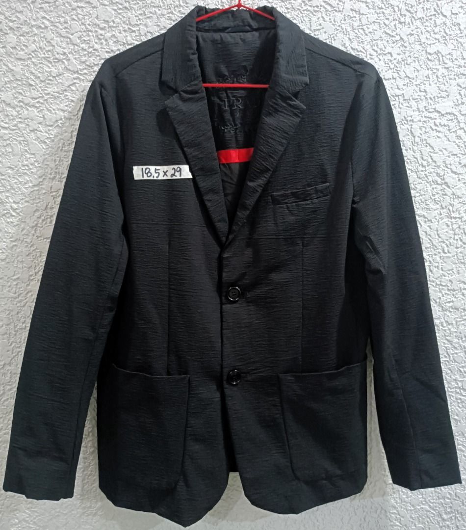 (PRICE DROP) - PRADA SINGLE-BREASTED 2-BUTTON BLAZER (Category: Luxury Apparel) located in Calamba. Submitted by rootsph (Listing ID 1447445620, Image 1). Description: Details: Fits Medium (Slim fit), Fabric is like gusot mayaman. Dimes: 18.5W x 29L Color: Black Condition: Excellent, no issue, cut black wash tags Please manage your expectation, item being sold is preloved and not brand new unless stated otherwise. Major and minor issues will be d