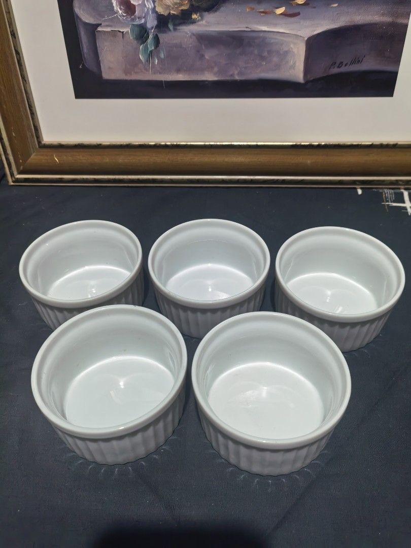 Ramekins Big Size Set of 5 (Category: Other Kitchenware & Tableware) located in Cebu City. Submitted by dudes_villanueva (Listing ID 1447456301, Image 1). Description: Edged Ramekins - Big Size Ceramics Set of 5 📌 In excellent condition. Diameter: 3.5 in Height: 1.8 in.