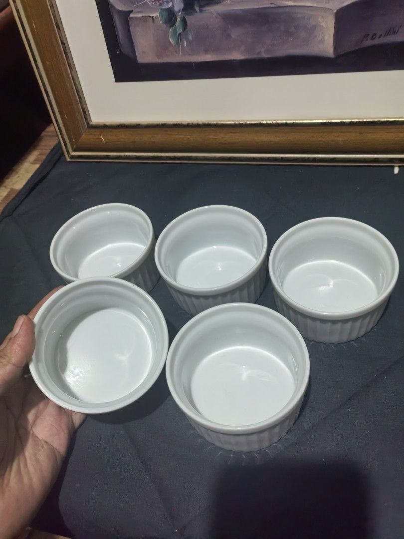 Ramekins Big Size Set of 5 (Category: Other Kitchenware & Tableware) located in Cebu City. Submitted by dudes_villanueva (Listing ID 1447456301, Image 2). Description: Edged Ramekins - Big Size Ceramics Set of 5 📌 In excellent condition. Diameter: 3.5 in Height: 1.8 in.