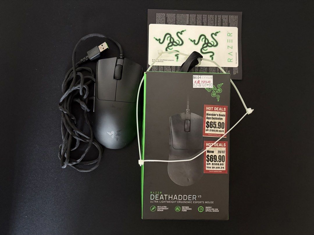 Razer DeathAdder V3 Black Ultra-Lightweight Ergonomic Gaming Mouse