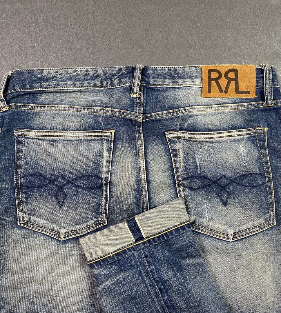 RRL Distressed Denim Selvedge Jeans (Category: Jeans) located in Caloocan City. Submitted by dapreluv (Listing ID 1447434182, Image 1). Description: Double RL Selvedge Jeans Width: 34” Front Rise: 10.5” Thigh: 11” Knee: 8” Inseam: 32” Leg opening: 7” Length: 41” 3,000 .