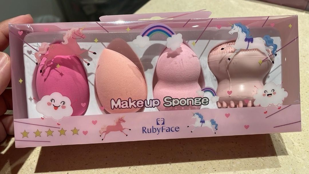 Rubyface makeup sponge set (Category: Makeup) located in Singapore. Submitted by angel_blogshop (Listing ID 1447316544, Image 1). Description: RUBYFACE BEAUTY EGG MAKEUP SPONGE SET WITH FACIAL SCRUB BRAND NEW SET GOOOOD DEAL @ $7.90 ONLY!! ABOUT THIS ITEM 🧏 Soft elastic foam, easy to apply makeup, not sticky powder. ✨ The foam Set makes it easy to spread foundation or powder evenly into many different positions on the face, and can go to each po
