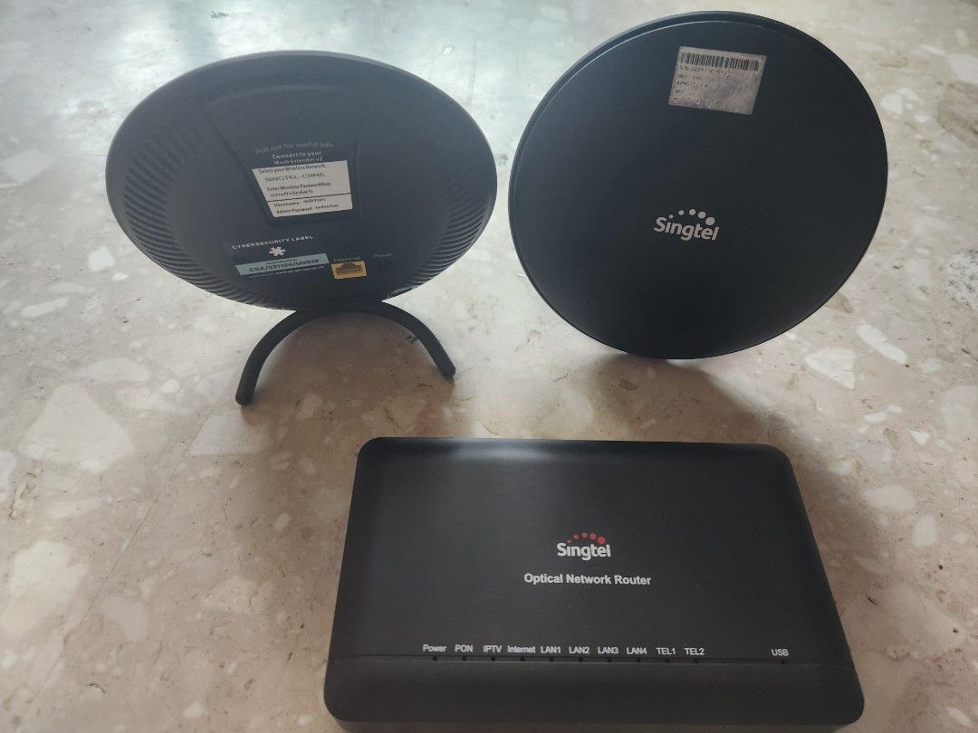 Singtel Optical Network Router & 2 WiFi Extenders