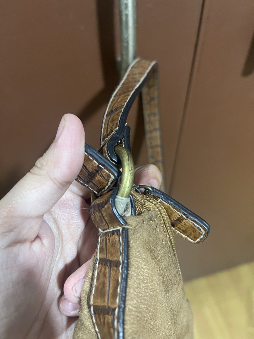 Small Vintage Brown Suede Kili Bag (Category: Shoulder Bags) located in Paranaque City. Submitted by lovenclutter (Listing ID 1447404900, Image 2). Description: - Normal signs of use - Can fit a small automatic umbrella - Gold brass hardware - No bakbaks - Working zippers - Inside zipper compartment for cards .