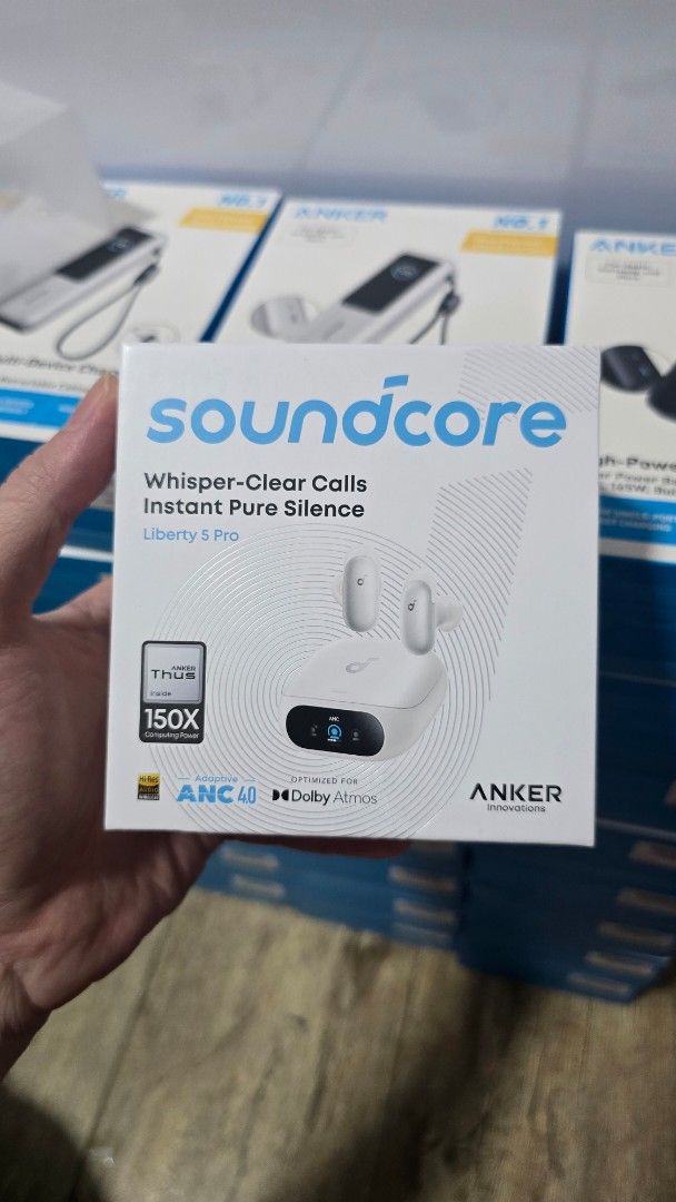 Soundcore Liberty 5 Pro (Category: Earphones) located in Malabon City. Submitted by hyruwatchesandaccessories (Listing ID 1447347973, Image 1). Description: Soundcore Liberty 5 Pro Color Available: White / Black Brandnew Sealed Unit P.6,990 Malabon Pin: Hyru Gadgets.
