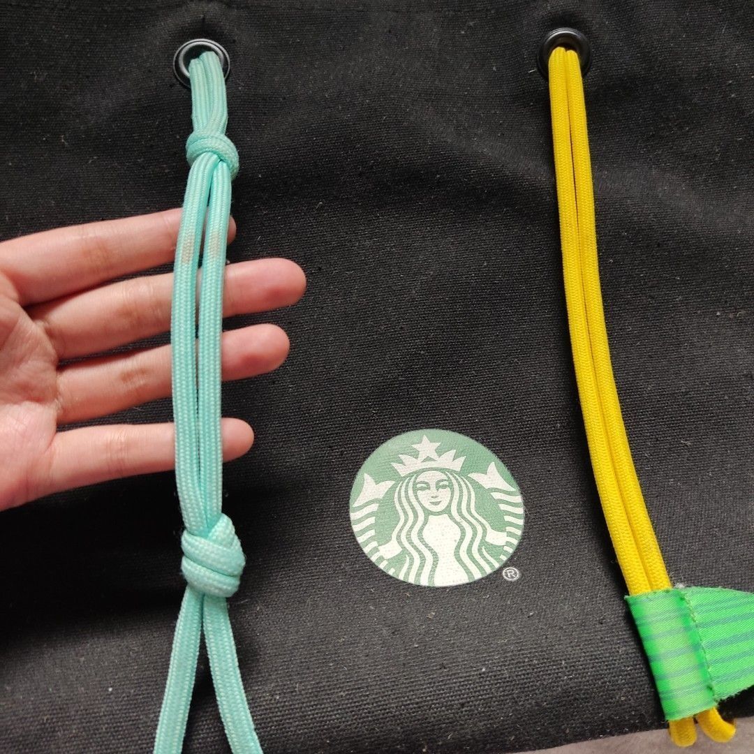 Starbucks Black Canvas Beach Tote Bag (Category: Tote Bags) located in Bacoor. Submitted by kmrynl (Listing ID 1447383846, Image 2). Description: Rfs: decluttering - issue: minimal damage at orange rope strap (see photos) - colorful rope straps, cute as a beach bag, spacious - large size tote bag, unique style - see last photos for measurements (in) MOP: Gcash/BPI/Maribank only MOD: J&T/Lalamove.