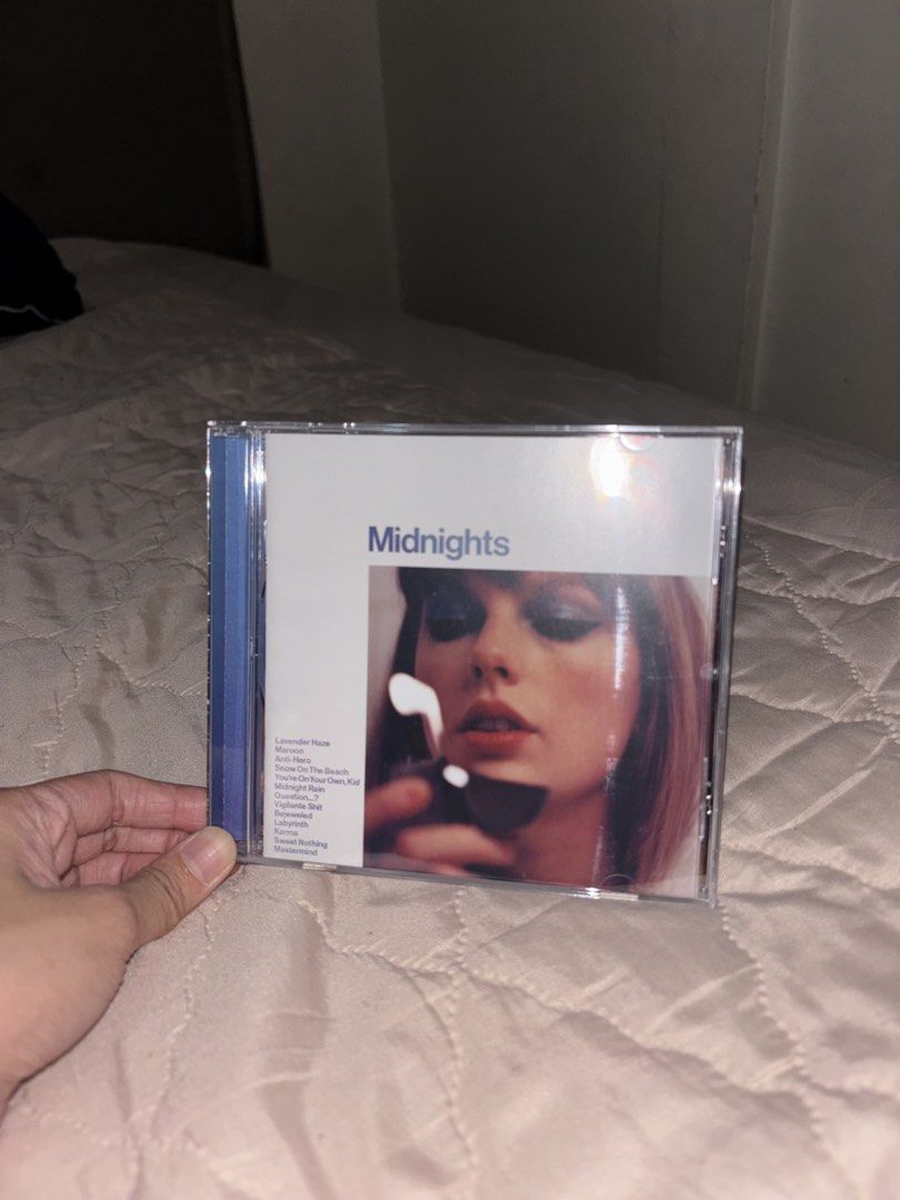 Taylor Swift Midnights CD (Category: CDs & DVDs) located in Quezon City. Submitted by cartharyn (Listing ID 1447448709, Image 1). Description: - Taylor Swift's Midnights album on CD - Standard Edition (includes all original tracks) - Bought from Canada - In mint condition.