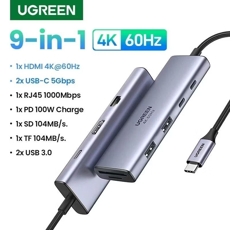 UGREEN 9-in-1 USB-C Hub 4K 60Hz HDMI PD Charger
