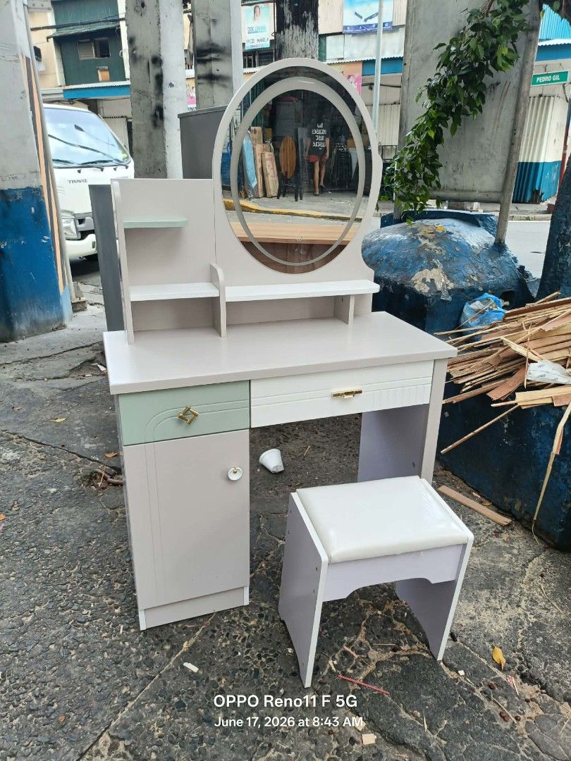 VANITY TABLE WITH MIRROR (Category: Tables & Sets) located in Manila. Submitted by joycelaxam14878 (Listing ID 1447314114, Image 2). Description: Brandnew items We deliver thru CASH ON DELIVERY (COD) ORDER NOW ✨We deliver within a Day or schedule✅ ( MODE OF PAYMENT ) ▪️Bank transfer ▪️G cash ✔ ▪️Cash on delivery (COD)✔️ ▪️Available for bulk order ✔ ▪️Good Quality ✔ ▪️On Hand / on Hand ✔ ▪️FREE assemble/installation ✔ ▪️FREE delivery in selected a