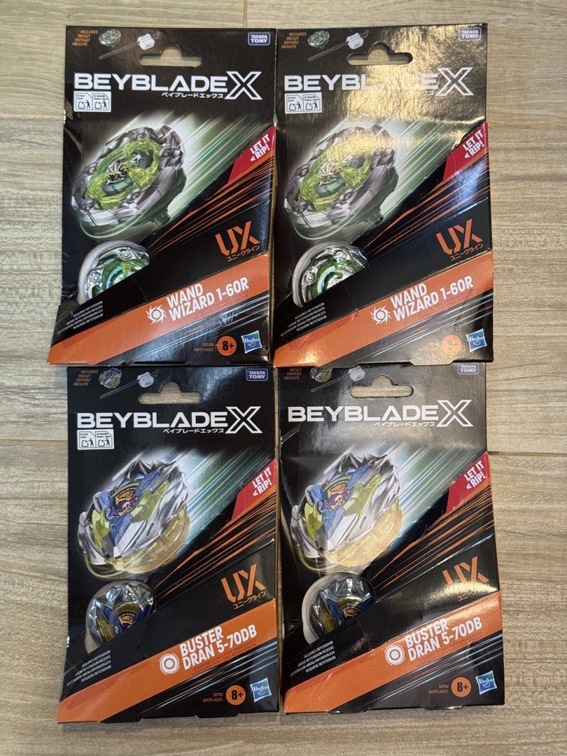 爆旋陀螺X Beyblade X 現貨 綠神杖，黃爆刃，衝龍，薯片龍 美版 （分類：動作及對戰玩具）位於 Hong Kong。 由 google12348 提交（商品編號 1447388828，圖片 1）。簡介： 綠神杖$430 黃爆刃$250 衝龍+飛龍盤$260 薯片龍 SOLD 飛龍set SOLD 可sf/面交香港仔、一至五12:00金鐘 sf或者就到時間地點可以平少少 其他地方再約。