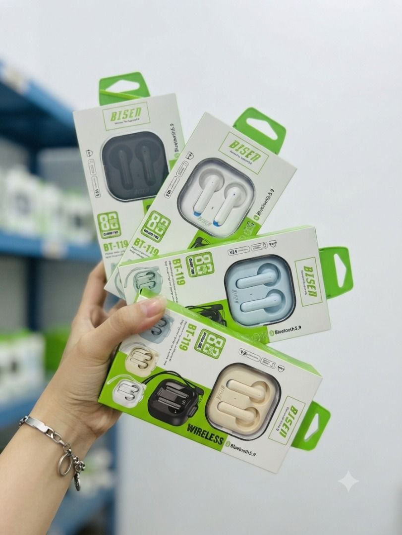 🎧 BISEN BT-119 Wireless Bluetooth Earbuds🎧 (Category: Earphones) located in Santa Rosa. Submitted by ersnenterprises (Listing ID 1451362461, Image 2). Description: 🎧 BISEN BT-119 Wireless Bluetooth Earbuds 🏷️Price per set : ₱3,430 🛒Quantity per set: 7pcs Experience powerful sound, reliable connectivity, and all-day comfort with the BISEN BT-249 Wireless Bluetooth Earbuds. Engineered with Bluetooth 5.9 technology, these earbuds deliver a fast