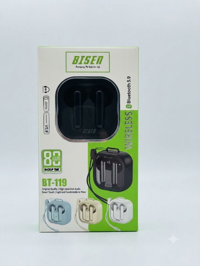 🎧 BISEN BT-119 Wireless Bluetooth Earbuds🎧 (Category: Earphones) located in Santa Rosa. Submitted by ersnenterprises (Listing ID 1451362461, Image 3). Description: 🎧 BISEN BT-119 Wireless Bluetooth Earbuds 🏷️Price per set : ₱3,430 🛒Quantity per set: 7pcs Experience powerful sound, reliable connectivity, and all-day comfort with the BISEN BT-249 Wireless Bluetooth Earbuds. Engineered with Bluetooth 5.9 technology, these earbuds deliver a fast
