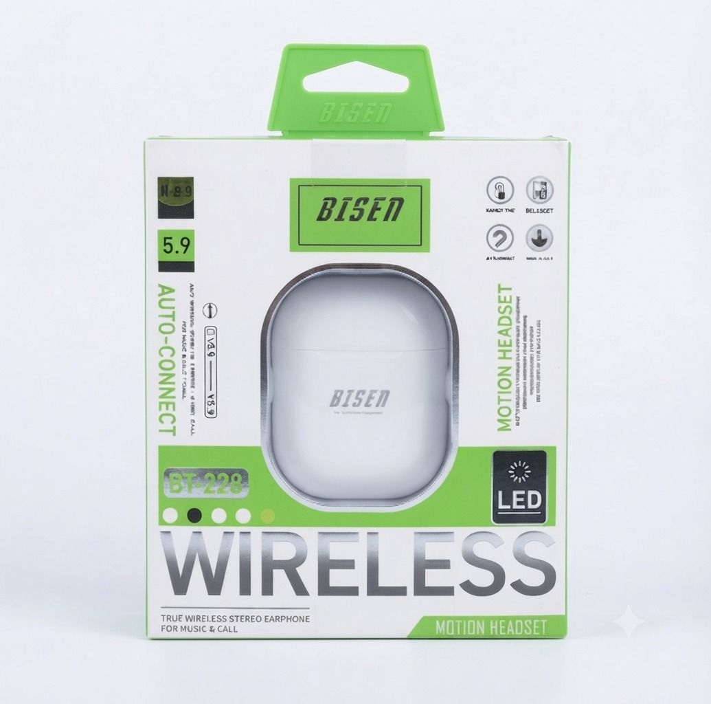 🎧 BISEN BT-228 Bluetooth Wireless Earphone🎧 (Category: Earphones) located in Santa Rosa. Submitted by ersnenterprises (Listing ID 1451356251, Image 3). Description: 🎧 BISEN BT-228 Wireless Bluetooth Earbuds 🏷️Price per set : ₱4,229 🛒Quantity per set: 7pcs Experience Crystal-Clear Sound Anytime, Anywhere! Upgrade your listening experience with the BISEN BT-228 Wireless Bluetooth Earbuds. Designed for music lovers, gamers, and professionals, t