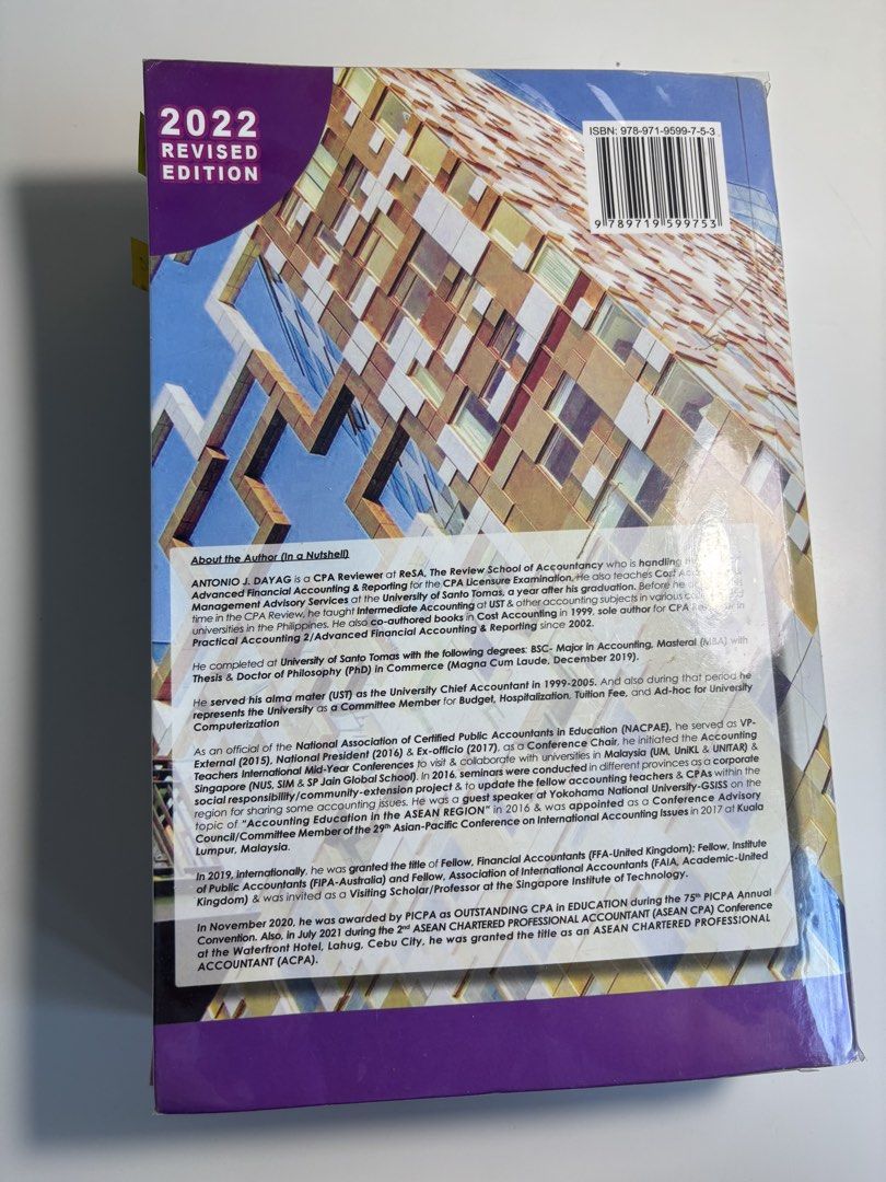 Advanced Financial Accounting (Dayag) 2022 Revised Edition (Category: Textbooks) located in Bulacan. Submitted by marie_624 (Listing ID 1452756351, Image 2). Description: .