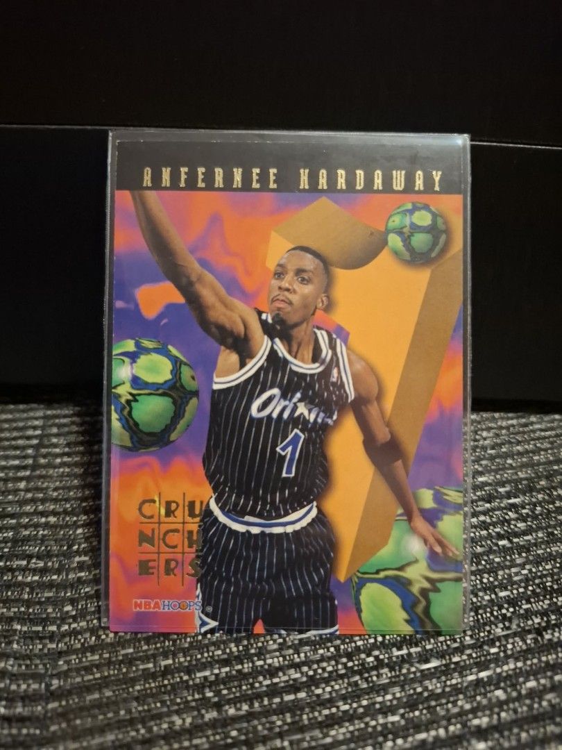 Anfernee Hardaway 1993 NBA Hoops Card (Category: Raw Singles) located in Muntinlupa City. Submitted by heywinter_ (Listing ID 1452857496, Image 1). Description: FOR SALE – 1995–96 NBA Hoops Number Crunchers #6 Anfernee "Penny" Hardaway Original 90s NBA card Orlando Magic legend – Penny Hardaway Stored in penny sleeve Very good condition Pm if interested. Can send more photos upon request..