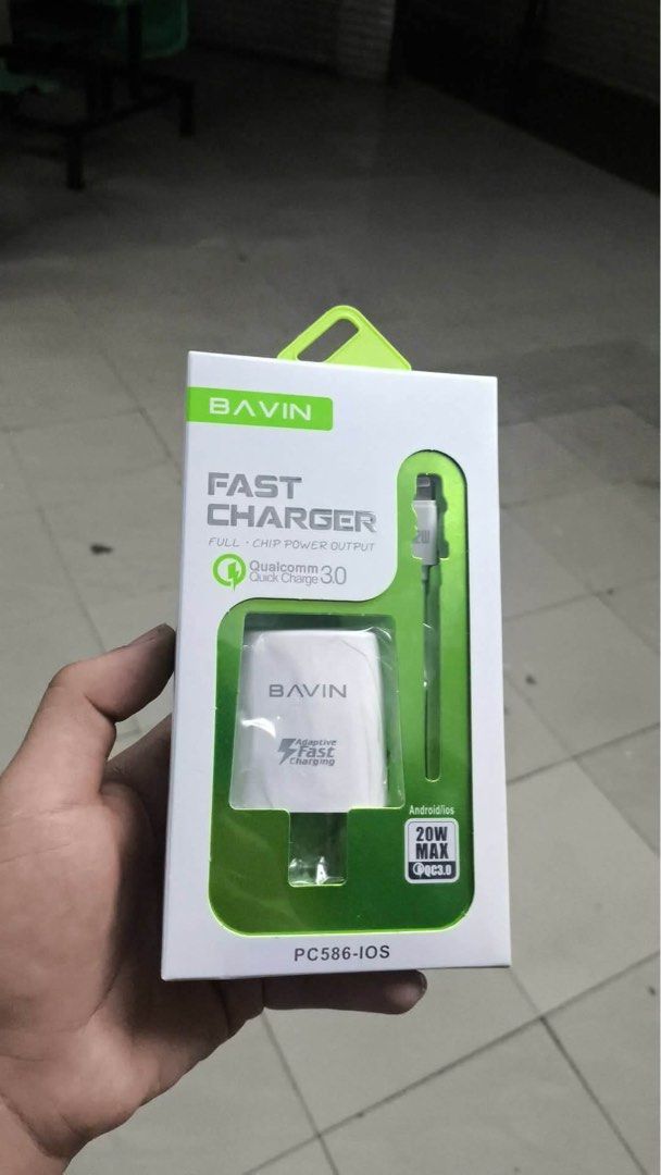 BAVIN Fast Charger with Qualcomm Quick Charge 3.0 (Category: Chargers & Cables) located in Manila. Submitted by swifttiger_9a4195 (Listing ID 1452747274, Image 1). Description: - BAVIN PC586-IOS Fast Charger - 20W Max Power - Qualcomm Quick Charge 3.0 Enabled - Compatible with Android and iOS devices - Ideal for rapid power-ups.
