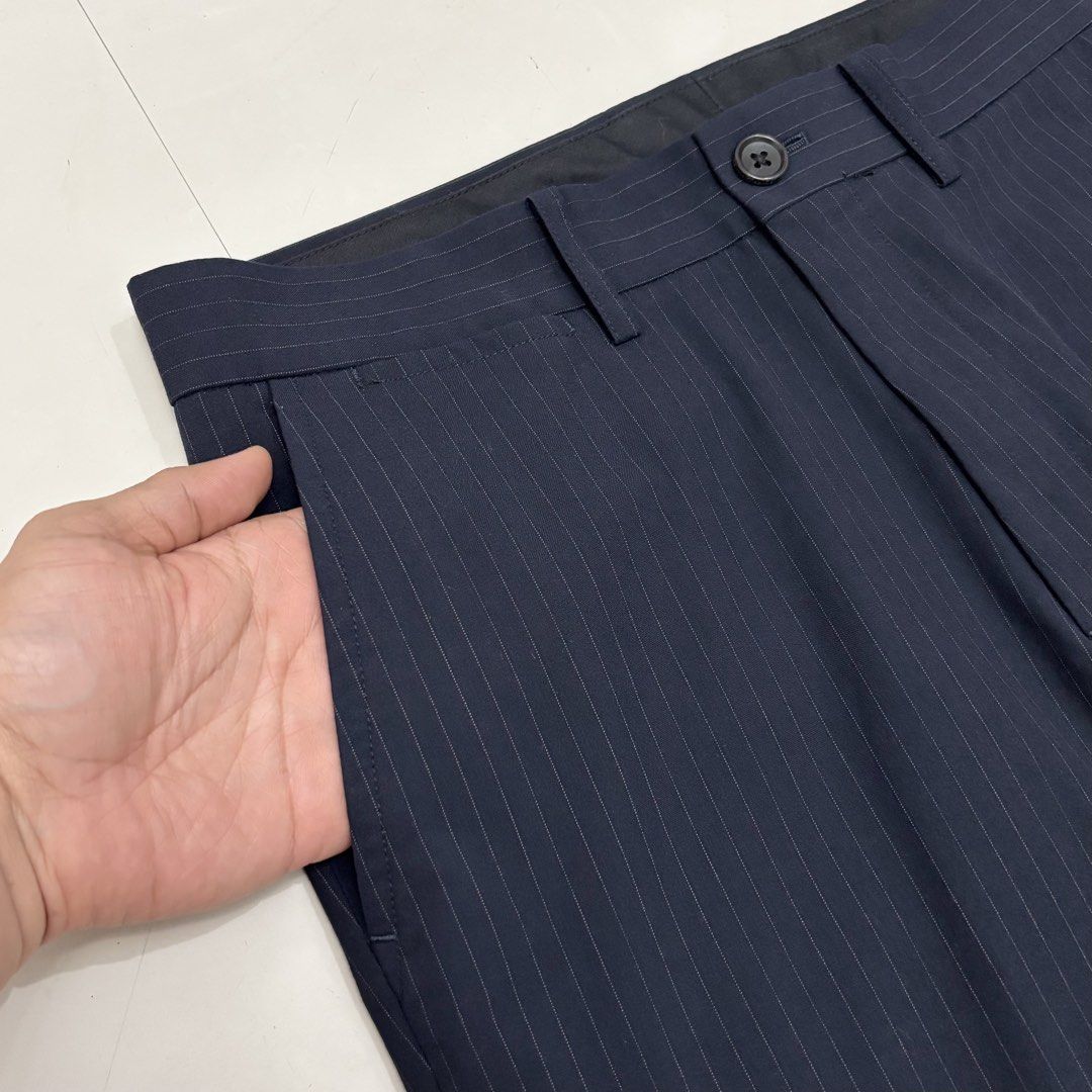 Beams Japan Pinstripe Trousers (Category: Trousers) located in Makati City. Submitted by bzspr (Listing ID 1452719167, Image 3). Description: Beams Japan Pinstripe Trousers Waist 32 inches Length 40.5 inches Leg Opening 8.5 inches.