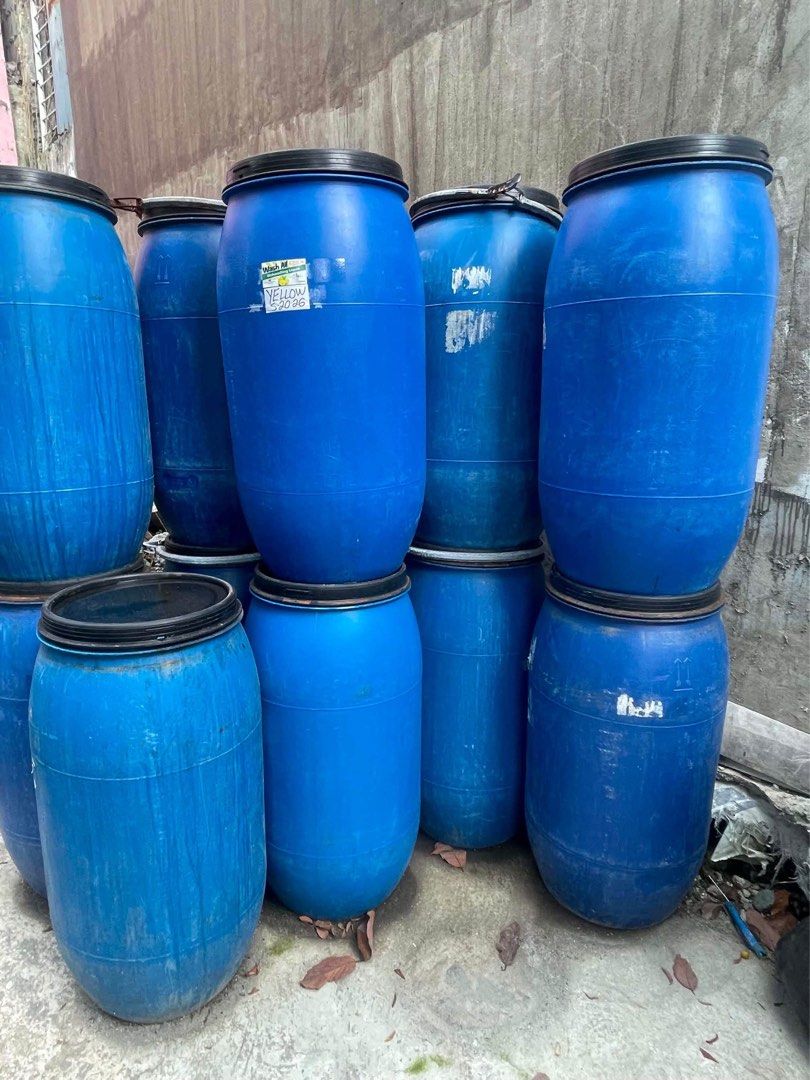 Blue Plastic Drums with Lids (Category: Storage Boxes & Baskets) located in Manila. Submitted by maricar2006 (Listing ID 1452832957, Image 1). Description: - Blue plastic drums with black lids - Perfect for storage or transport - Various sizes available - Some drums have labels - Pick up only - Message for more details.