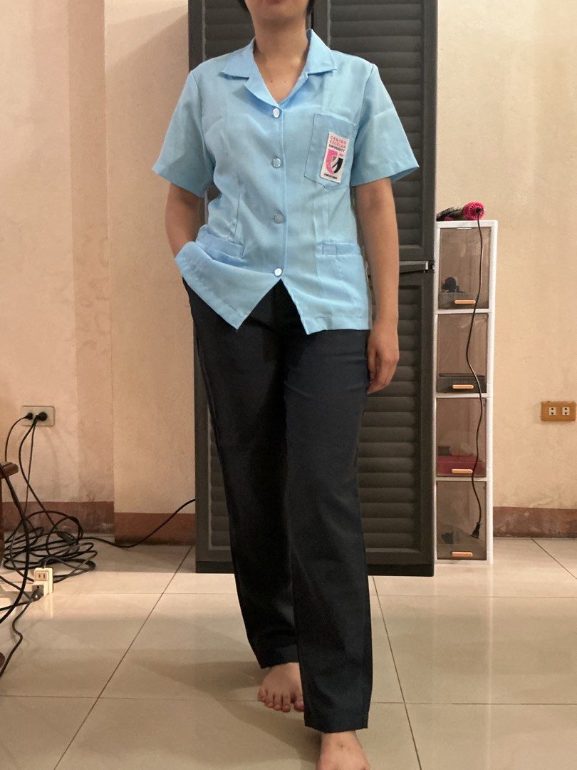 CEU Nursing CHN Female Uniform (Category: Sets or Coordinates) located in Manila. Submitted by 1he9rar9ia7 (Listing ID 1452792864, Image 3). Description: Title: CEU Nursing CHN Female Uniform Description: 1 Set (Blouse, Pants) Model size: Height: 155 cm Shoulder: 43 cm Bust: 80 cm Waist: 68 cm Hips: 91 cm Price: Php 950 Flaws: Needs washing, signs of usage Payment method: GCash Delivery options (shoulder by buyer): Angkas PLEASE MANAGE YOUR EXPEC