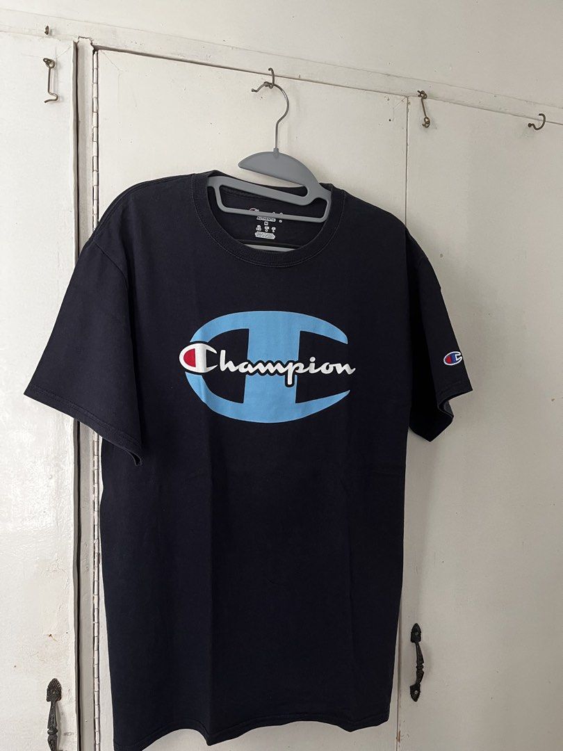 Champion Authentic Shirt (Category: Tshirts & Polo Shirts ) located in Manila. Submitted by jojo_declutter (Listing ID 1452778067, Image 1). Description: - Champion Authentic Shirt - bought in USA - Size M in tag - Dimes: 19x27 - Color rate: 9/10 - Issues: slight crack in print gcash payment only lalamove or j&t shipping qc loc dm for info!.