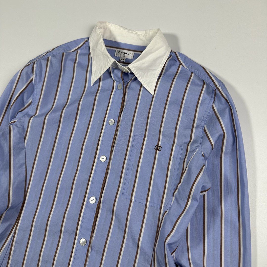 Chanel Stripe LongSleeve shirt (Category: Luxury Apparel) located in Villasis. Submitted by draefindss_ph (Listing ID 1452815547, Image 3). Description: Chanel Stripe LongSleeve shirt 𝚂𝚒𝚣𝚎: 38 𝙼𝚎𝚊𝚜𝚞𝚛𝚎𝚖𝚎𝚗𝚝 (𝚒𝚗𝚌𝚑𝚎𝚜) 𝚠𝚒𝚍𝚝𝚑: 17 shoulder: 17 𝚕𝚎𝚗𝚐𝚝𝚑: 23 Condition: Excellent issue: None price: 6,500 + sf only.