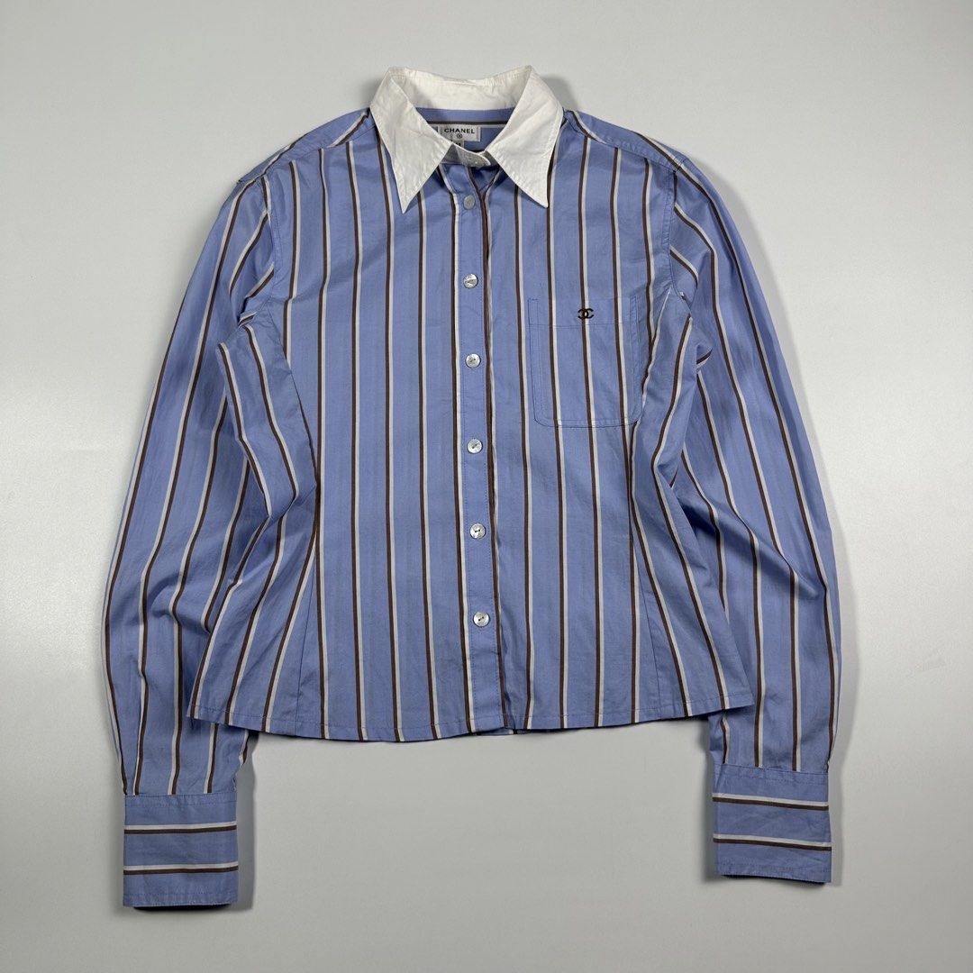 Chanel Stripe LongSleeve shirt (Category: Luxury Apparel) located in Villasis. Submitted by draefindss_ph (Listing ID 1452815547, Image 1). Description: Chanel Stripe LongSleeve shirt 𝚂𝚒𝚣𝚎: 38 𝙼𝚎𝚊𝚜𝚞𝚛𝚎𝚖𝚎𝚗𝚝 (𝚒𝚗𝚌𝚑𝚎𝚜) 𝚠𝚒𝚍𝚝𝚑: 17 shoulder: 17 𝚕𝚎𝚗𝚐𝚝𝚑: 23 Condition: Excellent issue: None price: 6,500 + sf only.