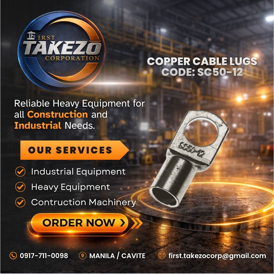 Copper Cable Lugs (Category: Other Stationery & Craft) located in Caloocan City. Submitted by zenphoenix.0b9dcc (Listing ID 1452704207, Image 1). Description: code: SC50-12.