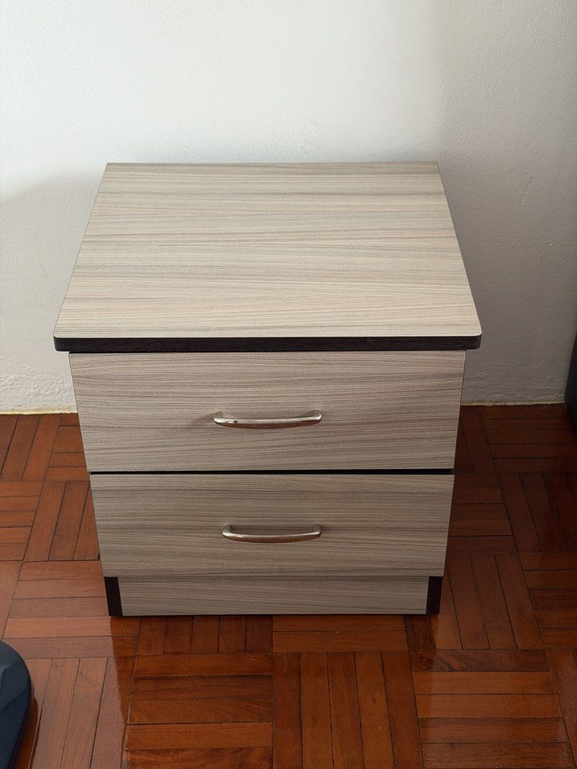 Dressing Table + Side table+ Stool (Category: Shelves, Cabinets & Racks) located in Sibu. Submitted by decemberies (Listing ID 1452734868, Image 3). Description: Moving out clerance. This is my dressing table rarely use as it’s at my hometown. In good condition. Height around 170cm. Sliding Mirror with more compartment behind and drawer at the bottom. Self pick up. The stool PU has defect because of dryness maybe will recover after polished as it